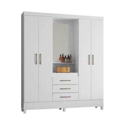 Guarda-roupas Casal 4 Portas 3 Gavetas e Espelho Cr35190 Branco