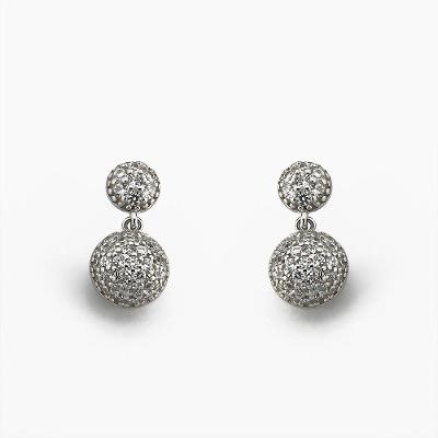 Brinco Bola Com Chapinha Cravejadas Com Zirconias Em Prata 925 - Cristal