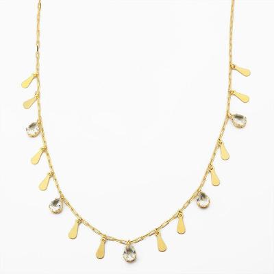 Colar De Elos Com Pingentes Banhado Ouro 18k - Cristal