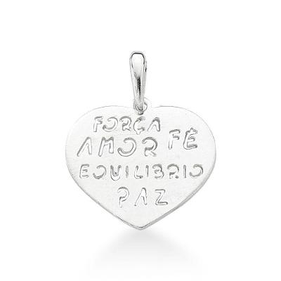 Pingente Coração Palavras Positivas Prata 925