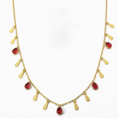 Colar De Elos Com Pingentes Banhado Ouro 18k - Vermelha
