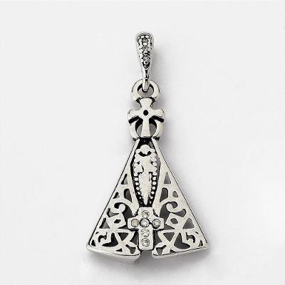 Pingente Nossa Senhora Aparecida Prata 925 Com Zircônias - Crista