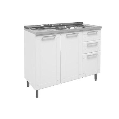 Gabinete c/Pia   Múltipla 6015 3 Portas e 2 Gavetas Branco - Bertolini