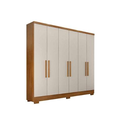 Guarda Roupa Casal 6 Portas e 4 Gavetas c/ Espelho e Pés Milly Freijó/FendiOff - Novo Horizonte