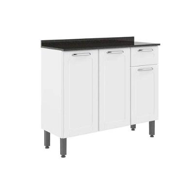 Balcão de Cozinha Modulado  Dona Maria 6173 3 Portas e 1 Gaveta c/ Tampo e Pés Branco - Bertolini