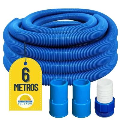 Mangueira Para Limpeza De Piscinas Flexível Flutuante 06 Metros Com 02 Ponteiras