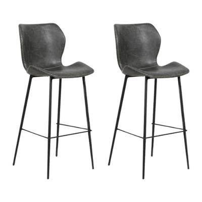 Kit 2 Banquetas Alta Com Encosto Para Bancada Cozinha Penha R02 Pu Cinza Chumbo - Mpozenato