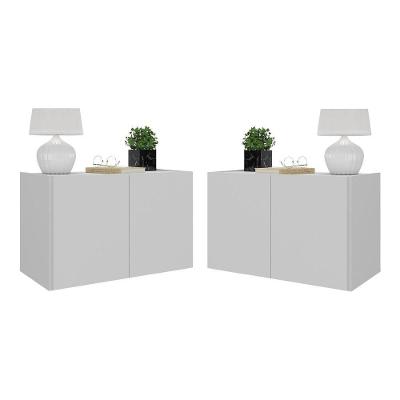 Kit 2 Mesas De Cabeceira Suspensas 2 Portas Multimóveis Mp4137 Branco Branco