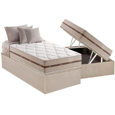 Cama Box Baú Solteiro: Colchão Molas MasterPocket Ensacadas Anjos   Classis + Base CRC Suede Clean(88x188)