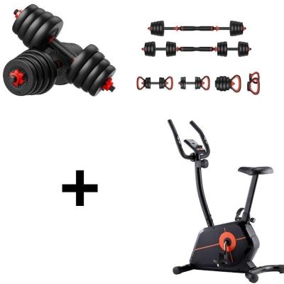 Kit Bicicleta Ergométrica + Kit De Halteres 6 Em 1 Até 20kg Bonafit Preto