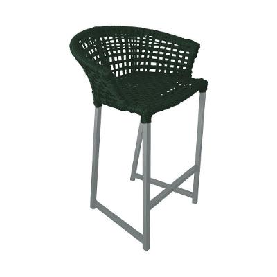 Banqueta Reis Em Corda Náutica E Base Em Alumínio Cinza Para área Gourmet Externa Verde Musgo Verde