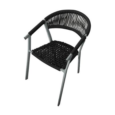 Cadeira Decorativa Joana Em Corda Náutica E Base Em Alumínio Cinza/preta - Cor: Preto