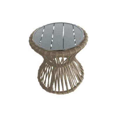 Mesa De Centro Sol Em Corda Náutica E Base Em Alumínio Cinza 50cm Rami - Cor: Bege