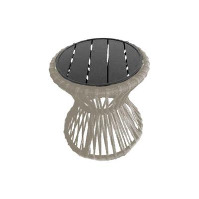 Mesa De Centro Sol Em Corda Náutica E Base Em Alumínio Preta 50cm Areia - Cor: Bege