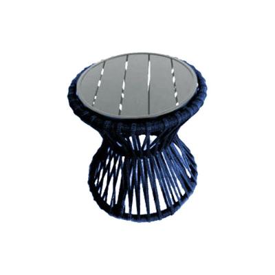 Mesa De Centro Sol Em Corda Náutica E Base Em Alumínio Cinza 50cm Azul Marinho - Cor: Azul