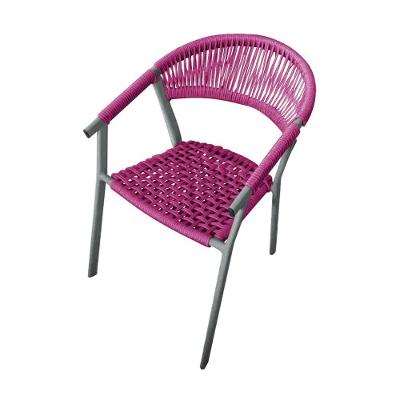 Cadeira Decorativa Joana Em Corda Náutica E Base Em Alumínio Cinza- Rosa - Cor: Rosa