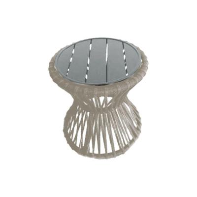 Mesa De Centro Sol Em Corda Náutica E Base Em Alumínio Cinza 70cm Areia - Cor: Bege