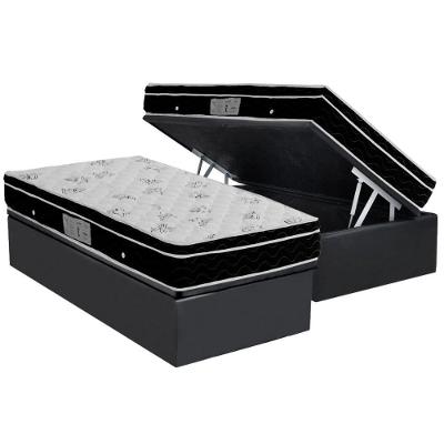 Cama Box Baú Solteiro: Colchão Molas Bonnel Ortobom Nanolastic Physical + Base CRC Suede Gray(88x188)