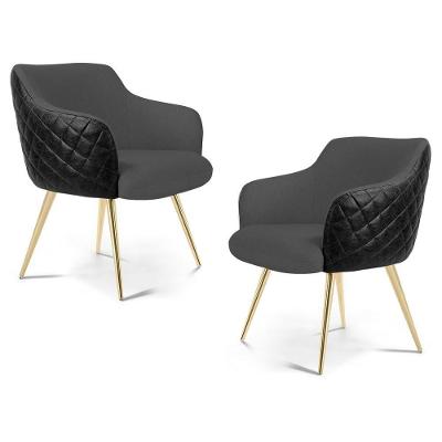 Kit 02 Poltronas Jade Pés Alumínio Tressê Cinza Escuro