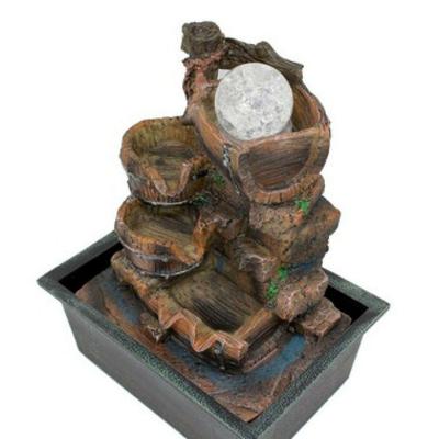 Fonte Água Decorativa Resina Cascata Iluminação Led Bivolt
