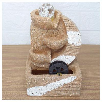 Fonte De água Decorativa Cascata 3 Quedas Com Roda D'água Luz Led Bivolt