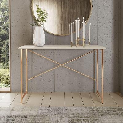 Aparador 90cm Estilo Industrial Pés Em Aço Cobre/Off White
