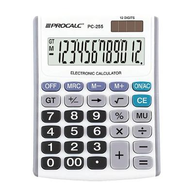Calculadora De Mesa Procalc Pc255 12 Digitos Pilha Branca