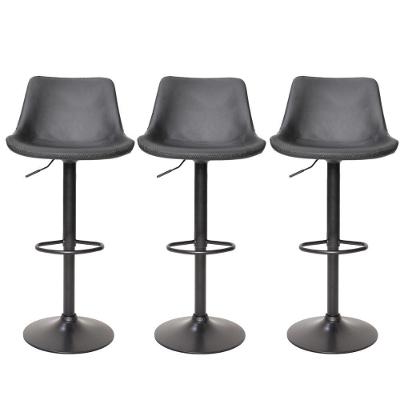 Kit 3 Banquetas Estofadas c/encosto p/Cozinha Gir. preta
