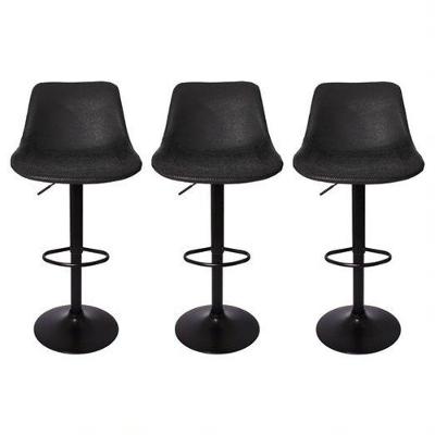 Kit 3 Banquetas Estofadas c/encosto p/Cozinha Gir.Preta