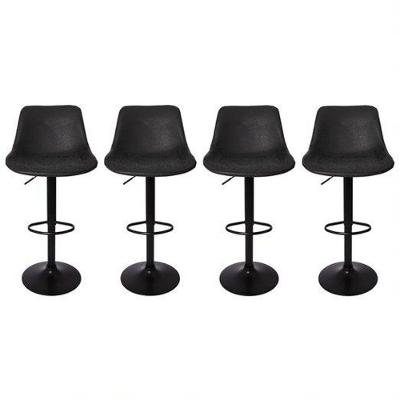 Kit 4 Banquetas Estofadas c/encosto p/Cozinha Gir.Preta