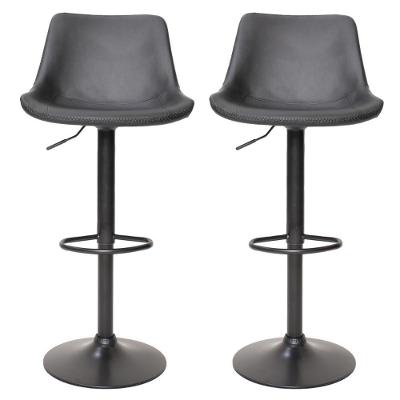 Kit 2 Banquetas Estofadas c/encosto p/Cozinha Gir. preta