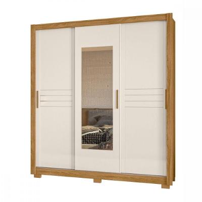 Guarda Roupa Casal Canada 3 Portas Correr Com Espelho Freijo Off White Moval Freijo Com Off White