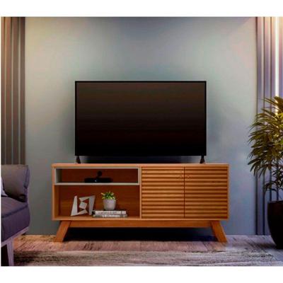 Rack Camboriú 160Cm Para Tv Até 65" Amêndoa E Titânio