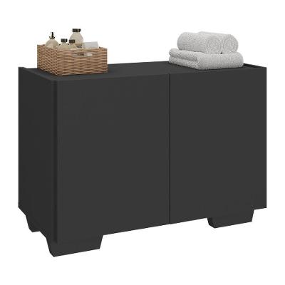 Gabinete Armário De Banheiro 62,5cm 2 Portas Com Pés Multimóveis Mp5046 Preto Preto