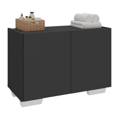 Gabinete Armário De Banheiro 62,5cm 2 Portas Com Pés Multimóveis Mp5046 Preto/branco Preto/branco