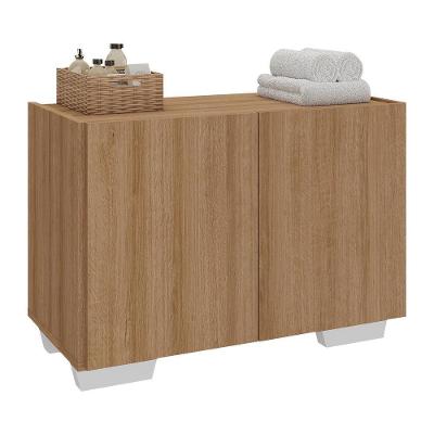 Gabinete Armário De Banheiro 62,5cm 2 Portas Com Pés Multimóveis Mp5046 Rustic/branco Rustic/branco