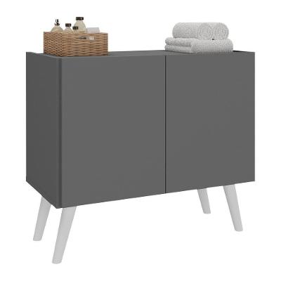 Gabinete Armário De Banheiro 62,5cm Retrô 2 Portas Multimóveis Mp5045 Grafite/branco Grafite/branco
