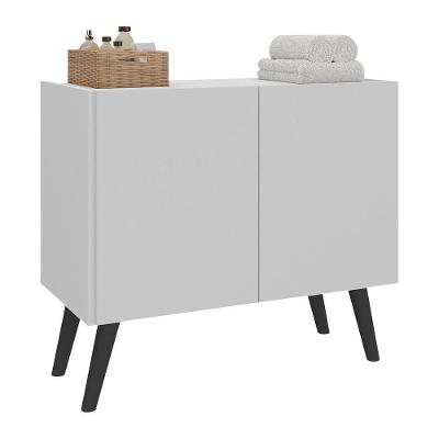 Gabinete Armário De Banheiro 62,5cm Retrô 2 Portas Multimóveis Mp5045 Branco/preto Branco/preto