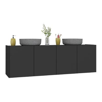Gabinete De Banheiro 123,5cm Suspenso 4 Portas Multimóveis Mp5047 Preto Preto