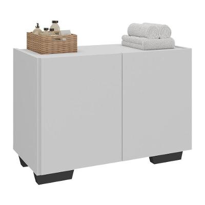 Gabinete Armário De Banheiro 62,5cm 2 Portas Com Pés Multimóveis Mp5046 Branco/preto Branco/preto