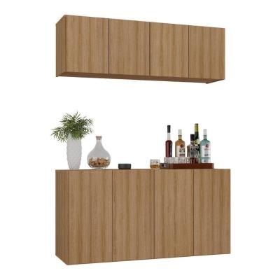 Kit Bar Armário Aéreo E Aparador 4 Portas Multimóveis Mp1075 Rustic Rustic