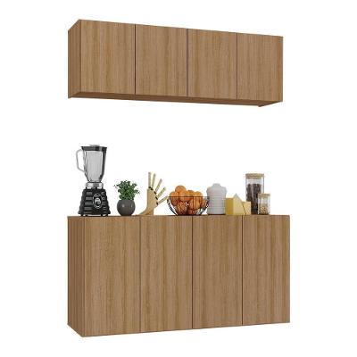 Kit Armário De Cozinha E Aparador 4 Portas Multimóveis Mp2162 Rustic Rustic