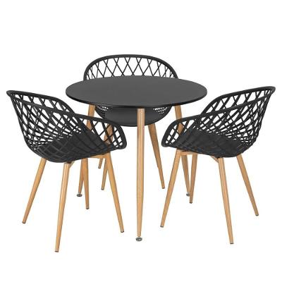 Mesa Redonda 80 Cm Preto + 3 Cadeiras Preto Preto