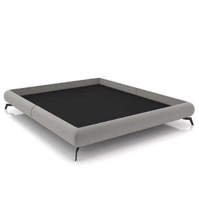 Cama Queen Base Box 158x198cm Pés De Ferro Cold P02 Veludo Cinza - Mpozenato