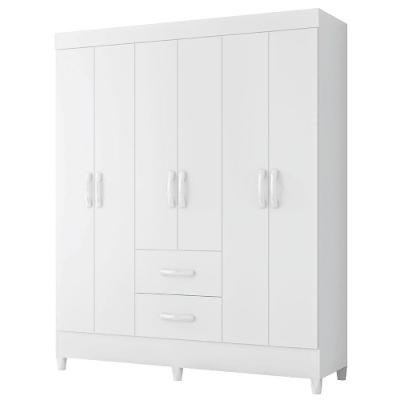 Guarda Roupas Casal 6 Portas 2 Gavetas Mobi Branco Flex Albatroz Bc Bc Ros