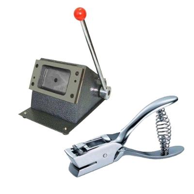 Cortador Cartão Pvc Crachá Manual E Alicate Furador Ovoide