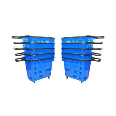 Kit - 10 Cestos Grande Com Rodízio D300 Cód. 3300 Azul - Della Plast