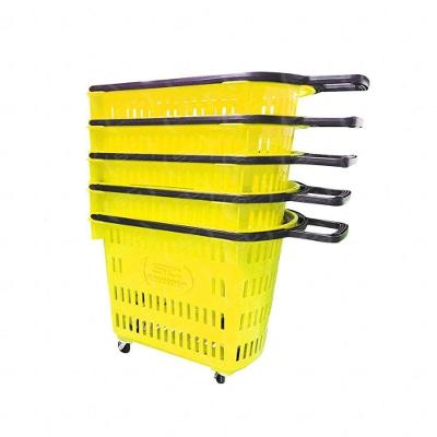 Kit - 5 Cestos Grande Com Rodízio D300 Cód. 3300 Amarelo - Della Plast