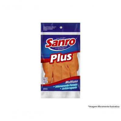 Luva Latex Sanro Forr Plus Laranja A P Blister C/10Pcs