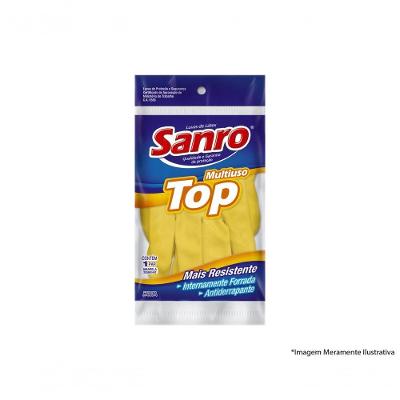 Luva Latex Sanro Forr Amarela A P Blister C/10Pcs